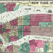 New York City Vintage Map 1862 Art Print