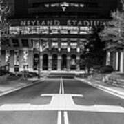 Neyland Stadium At The University Of Tennessee At Night In Black And White Art Print