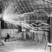 Nikola Tesla - Bolts Of Electricity Art Print