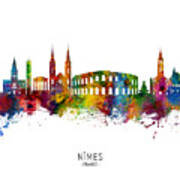 Nimes France Skyline #10 Art Print