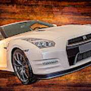 Nissan Gt-r On Weathered Wood Effect Background Art Print