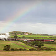 Norfolk Steam Train With Weybourne Windmill And Rainbow Art Print