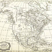 North America In 1807, Ancient Map Art Print