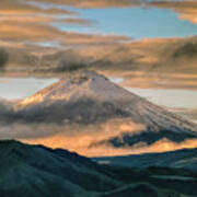 North Face Of The Cotopaxi Volcano At Dawn Art Print