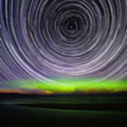 Northern Lights With Star Trails Art Print