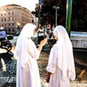 Nuns Walking In Central Rome, Close To Vatican City Art Print