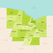 Ny Monroe County Vector Map Green Art Print