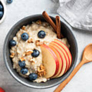 Oatmeal Porridge With Apple, Cinnamon And Blueberries Art Print