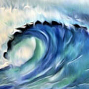 Ocean Wave Abstract - Blue Art Print