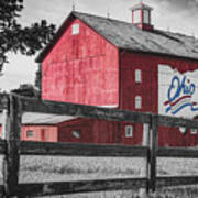 Ohio Bicentennial Barn In Red White And Blue Art Print