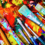Spilt paint and brushes Photograph by Garry Gay - Pixels