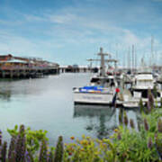 Old Fisherman's Wharf And Harbor In Monterey Art Print