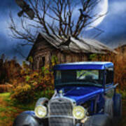Old Ford Under The Autumn Moon Art Print