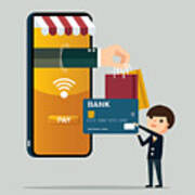 Online Shopping - Credit Card Art Print