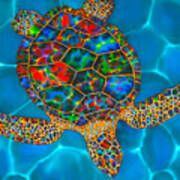 Opal Hawksbill Turtle Art Print