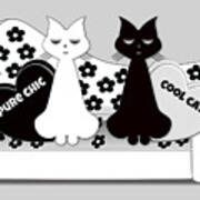 Black And White Cats On A Fifties Style Vintage Sofa Art Print