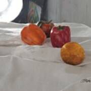 Orange And Bell Peppers. Art Print
