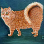 Orange Ringtail Cat Art Print