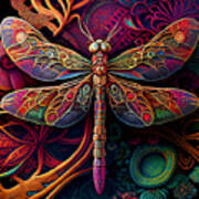 Ornate Colorful Dragonfly Art Print