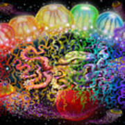 Outer Space Rainbow Alien Tentacles Art Print