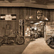 Outside The Old Motorcycle Shop - Spia Art Print