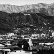 Overlooking Hollywood Hills And The Santa Monica Mountains - Black And White Edition Art Print