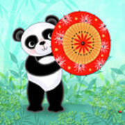 P Is For Panda And Parasol Art Print