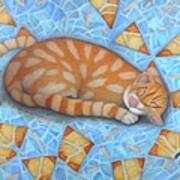 Painting Ginger Cat S Dream Cute Animal Cat Kitte Art Print