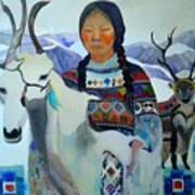 Painting Ode Aux Caribous Ode To Caribou Woman Fa Art Print