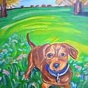 Painting Spring Pet Portrait Dog Animal Art Cute Art Print