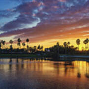 Palm Beach Gardens Sunset At Gardens Parkway Lake Art Print