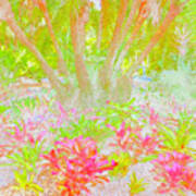 Palms And Bromeliads In Abstract Art Print