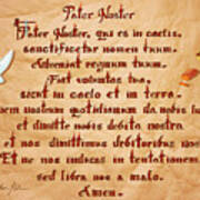 Pater Noster-our Father-latin-handwritten In Calligraphy With Audio Art Print