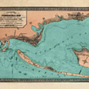Pensacola Bay Florida Vintage Map 1860 Art Print
