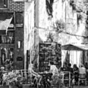 Philadelphia Pa -outdoor Cafe Black And White Art Print