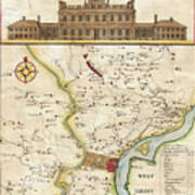 Philadelphia Pennsylvania Antique Vintage Map 1850 Art Print