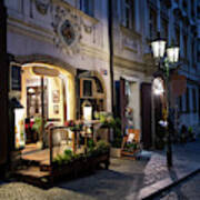 Picturesque Restaurant In The Streets Of Prague In The Czech Republic Art Print