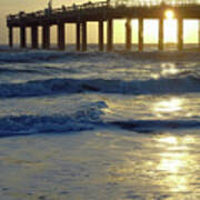 Pier Sunrise Reflections Art Print