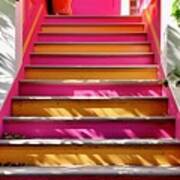 Pink And Orange Stairs Art Print