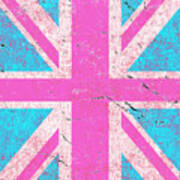 Pink Retro Union Jack Flag Art Print
