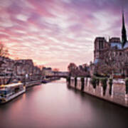 Pink Sunset Of Notre Dame Art Print