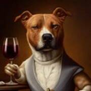 Pitbull Dog Having Drink Art Print