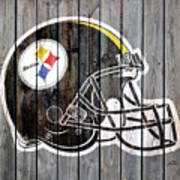 Pittsburgh Steelers Wood Helmet Art Print