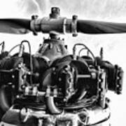 Plane-air Cooled Radial Engine A Different View Black And White Art Print
