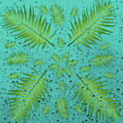 Plethora Of Palm Leaves 26 On Droplets Art Print