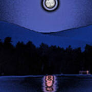 Polished Moon Over Lake Art Print