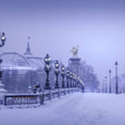 Pont Alexandre Iii Under Snow Art Print