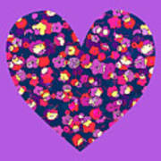 Pop Art Purple Floral Heart Art Print