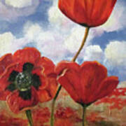 Poppies In The Sky Art Print