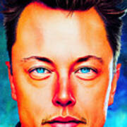 Portrait  Of  Elon  Musk  Extremely  Detailed  Waterc  043645645563043fe05  0e32  64575a  A7ea  C5eb Art Print